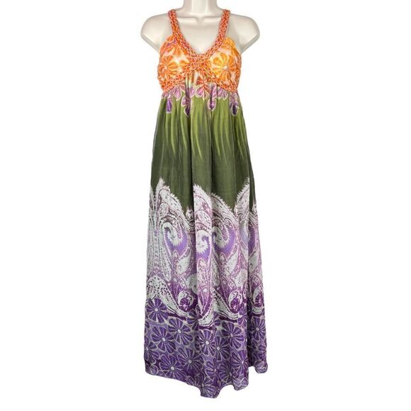 100% Silk Maxi Dress by ANNA SOPHIA Sleeveless Size Small - Picture 1 of 13